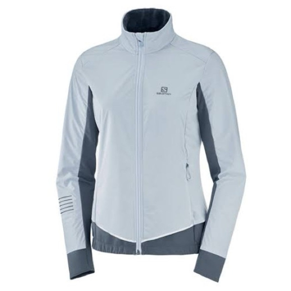 Salomon Lightening Lightshell Jacket, light blue and gray, size Small